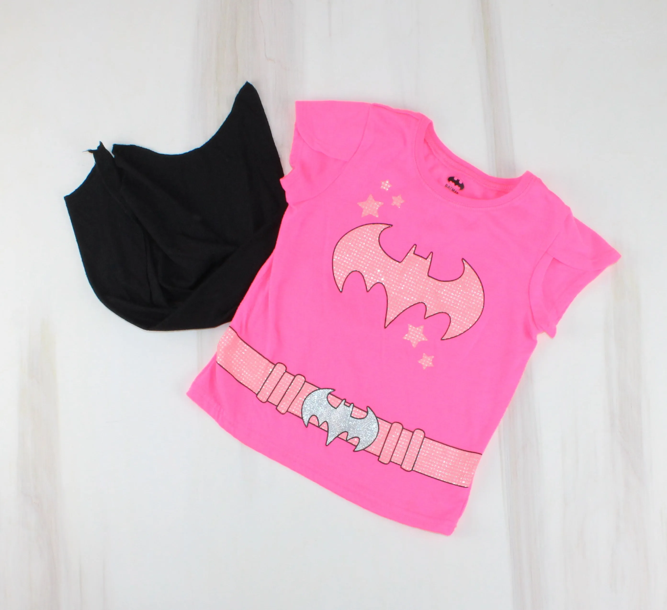 PINK BATMAN TOP & CAPE 5Y PRE-LOVED