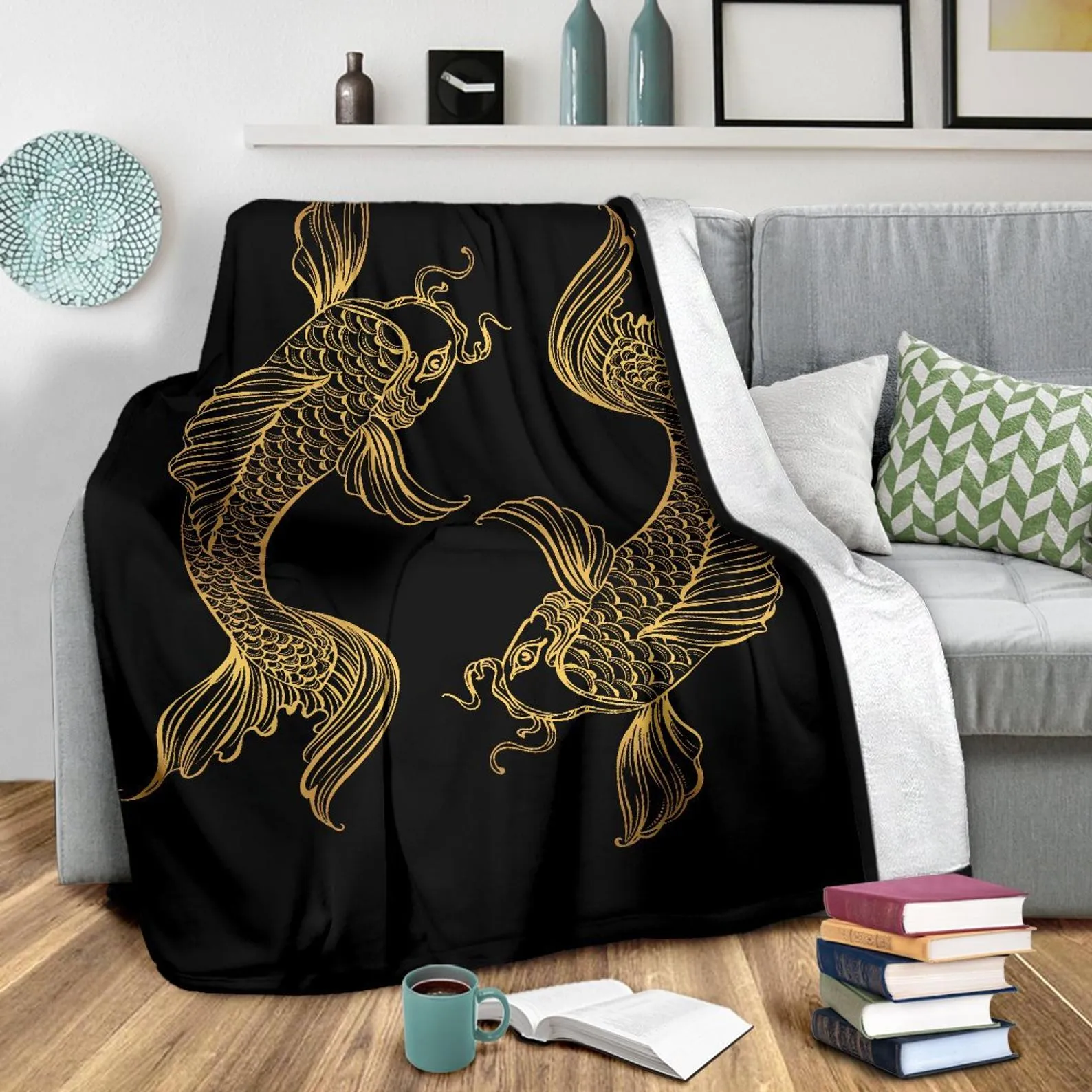 Pisces Zodiac Blanket, Golden Pisces Fish Lover Throw Blanket, Teen Girls Boys And Adult Micro Fleece Blanket, Warm Pisces Throw Blanket