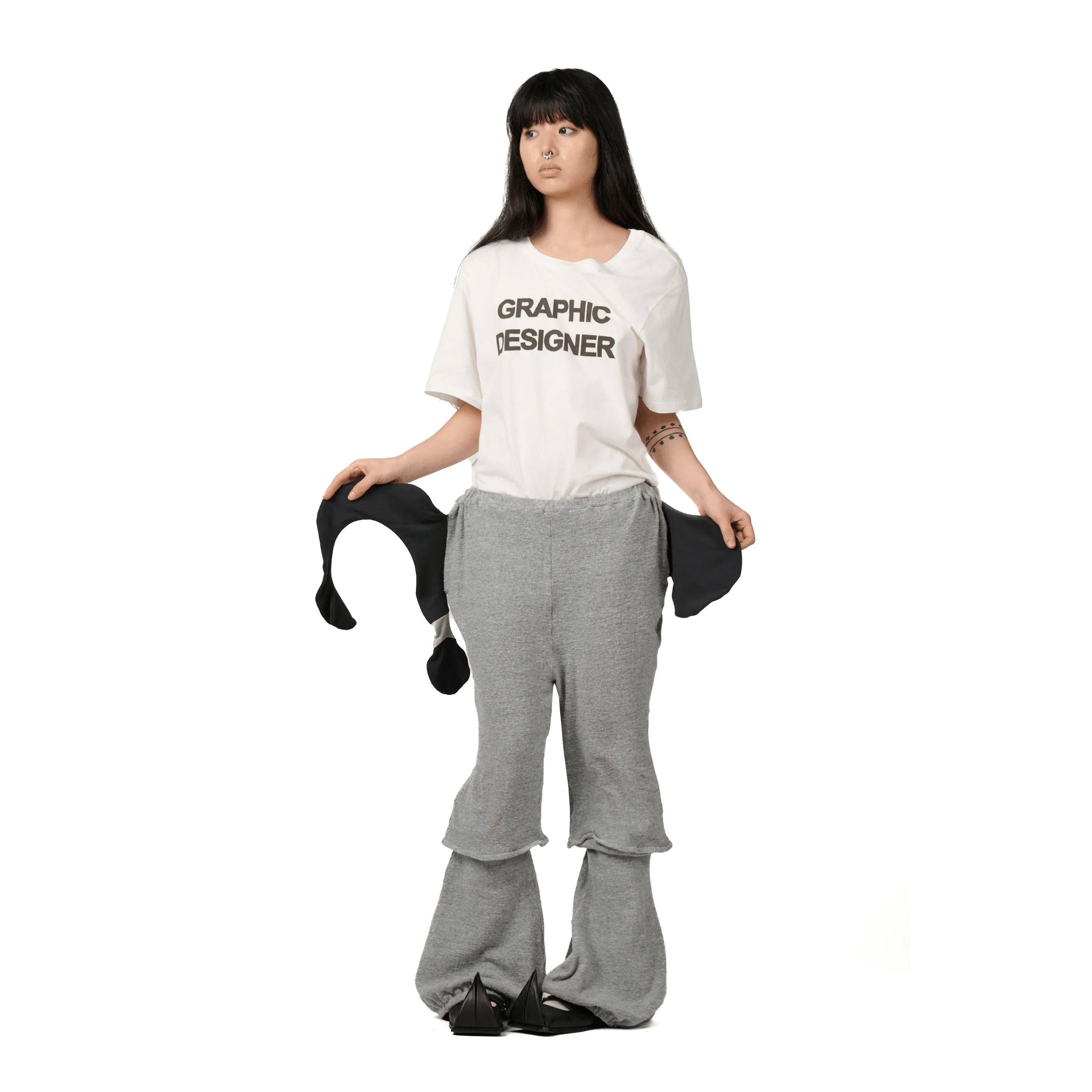 Pocket Out Question Mark Knit Pants