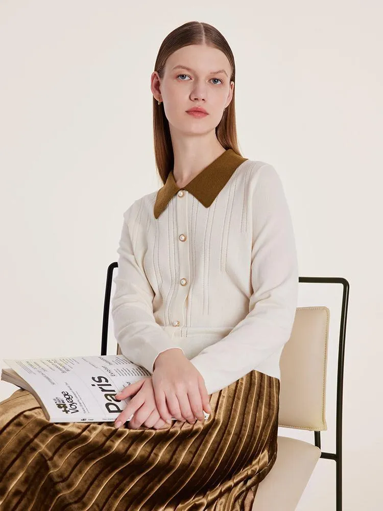 Polo Neck Sweater And Pleated Skirt Two-Piece Set