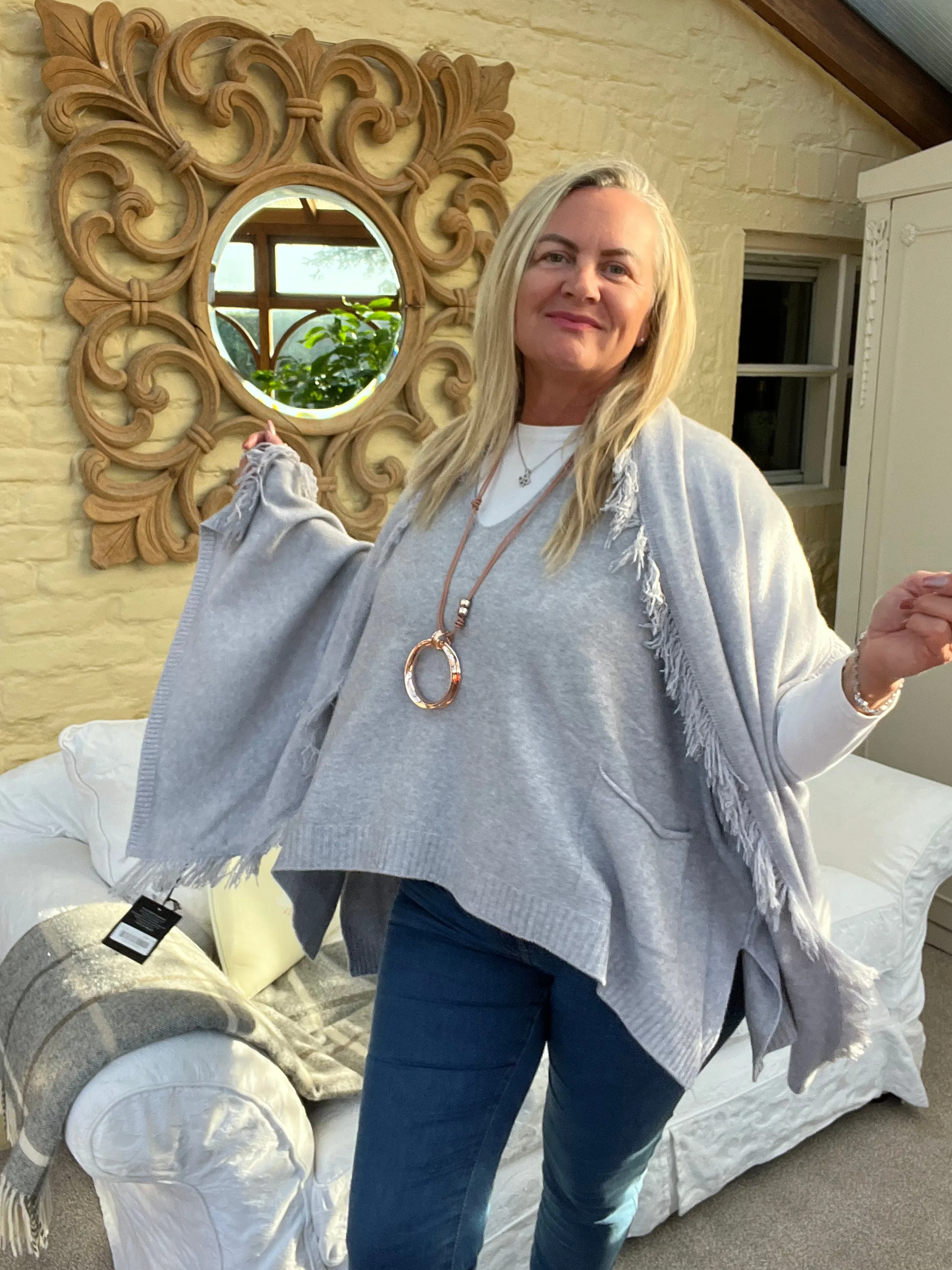 Portofino Fine Knitted Fringed End Long Scarf