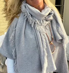 Portofino Fine Knitted Fringed End Long Scarf