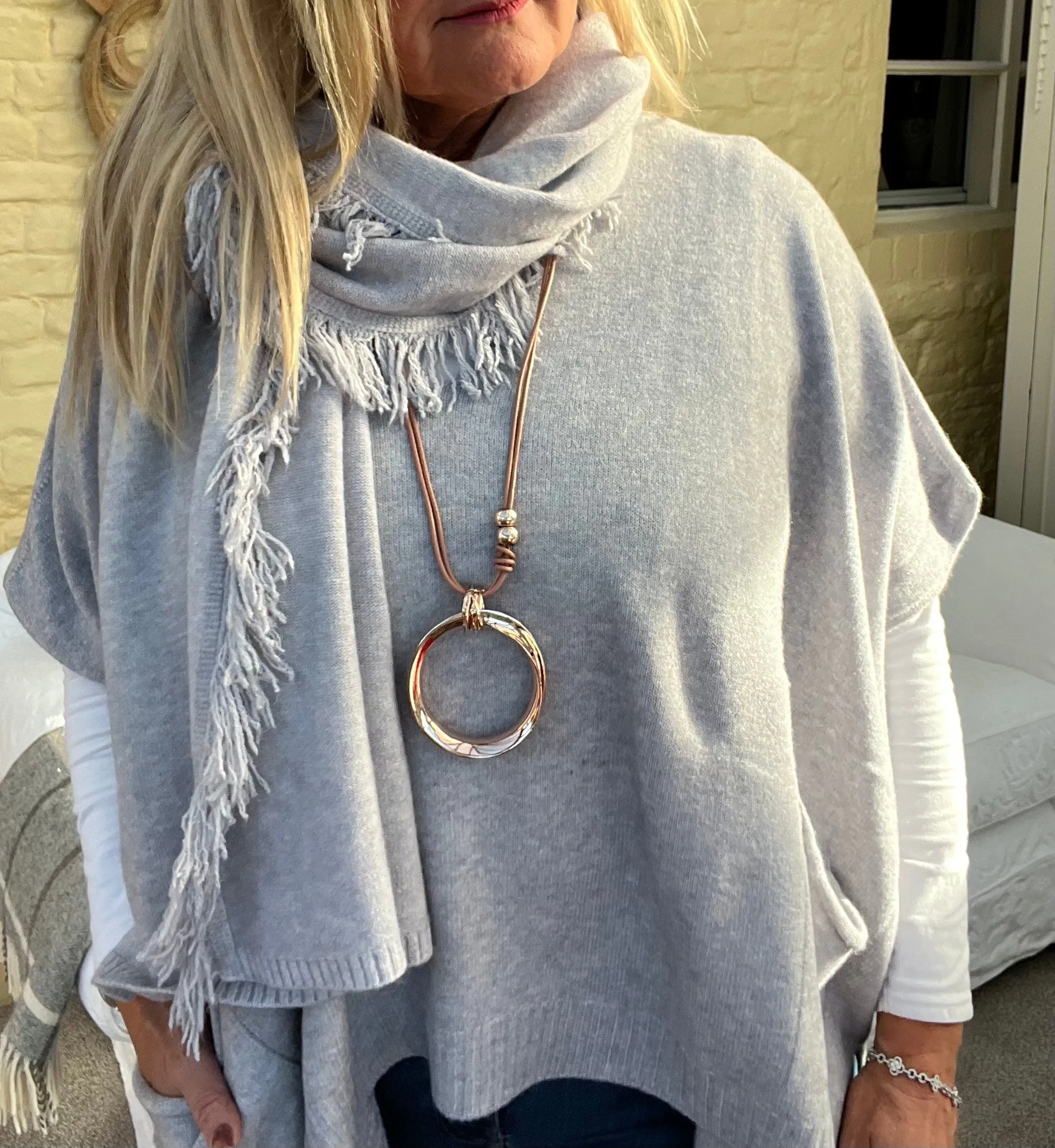 Portofino Fine Knitted Fringed End Long Scarf