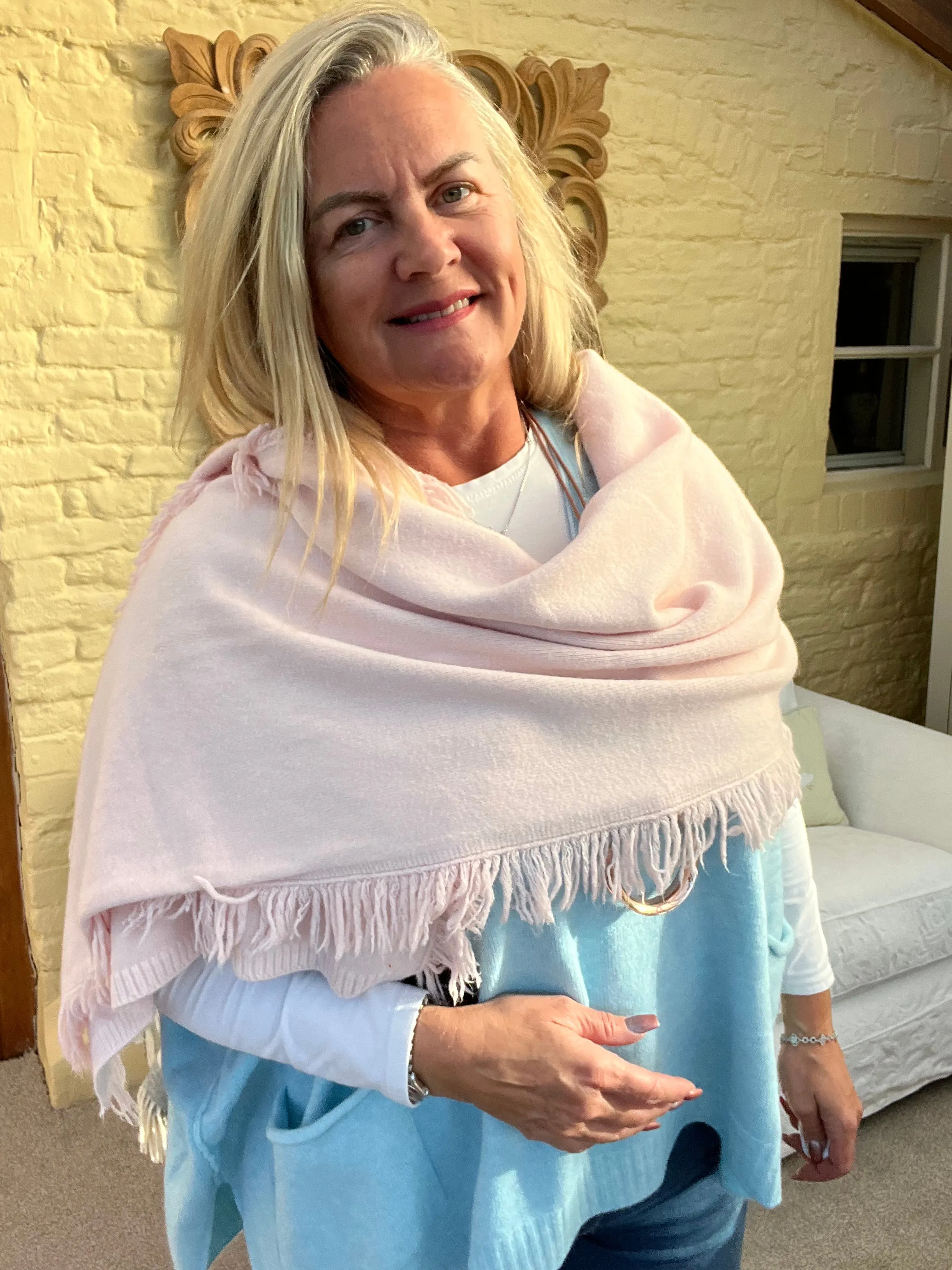 Portofino Fine Knitted Fringed End Long Scarf