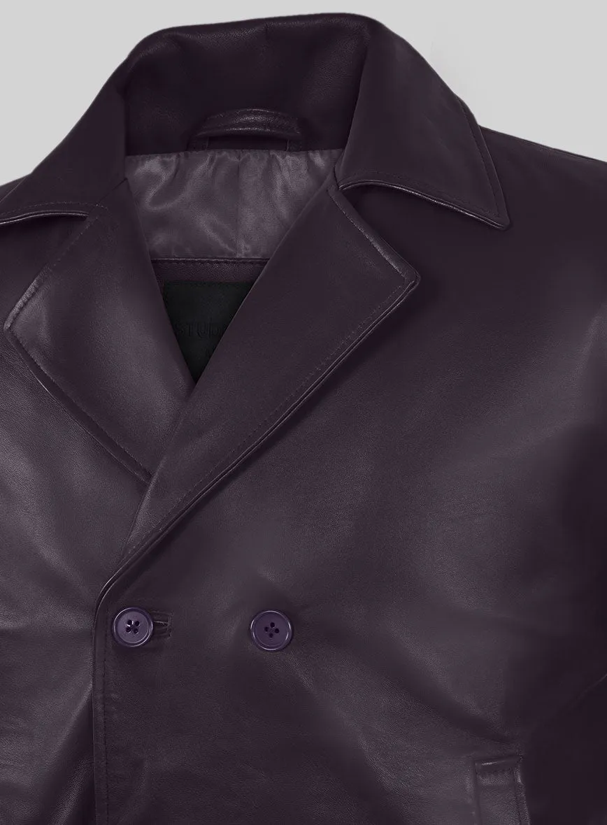 Purple Leather Pea Coat