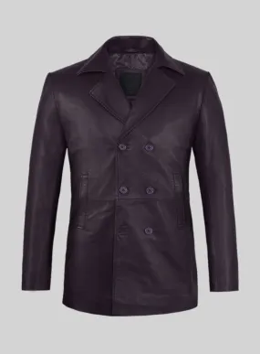 Purple Leather Pea Coat