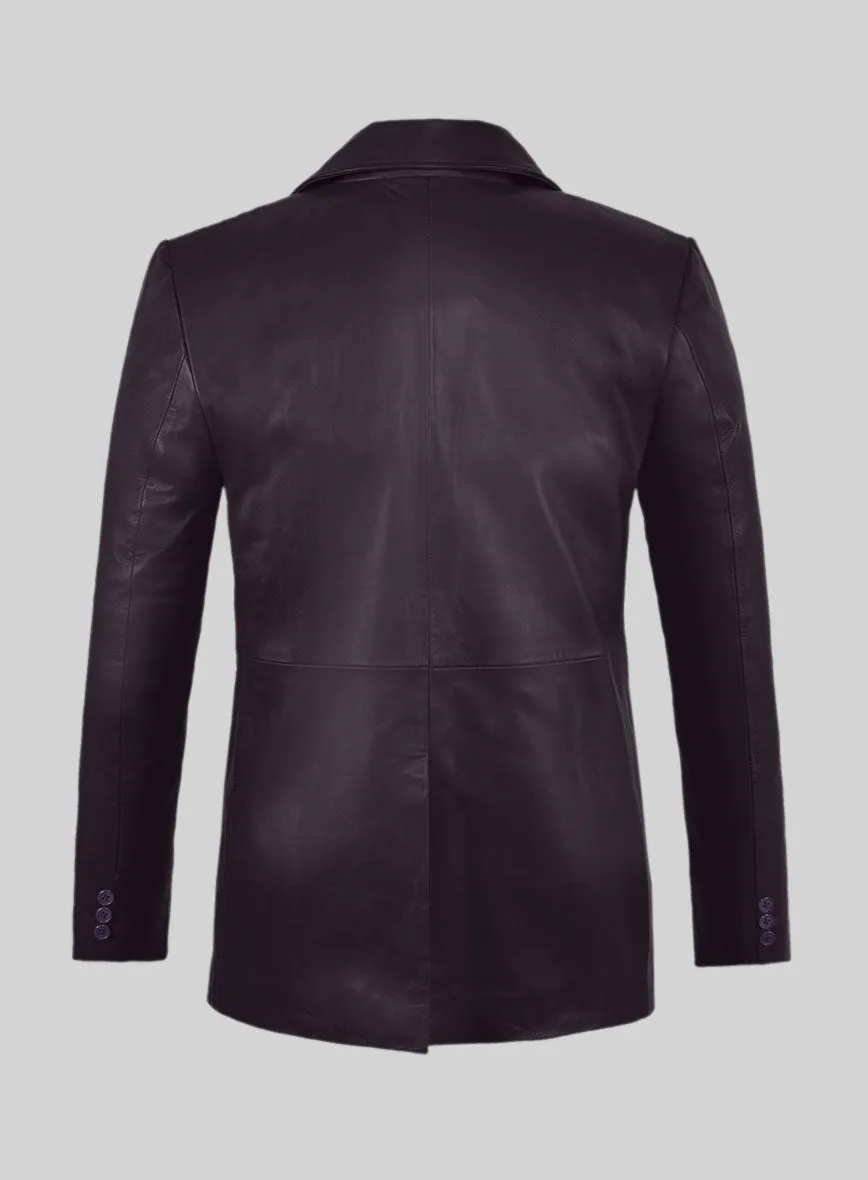 Purple Leather Pea Coat