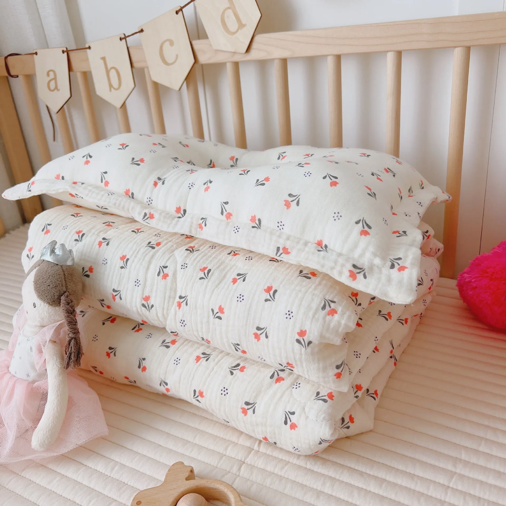 Quality Cotton Baby Quilts in Earthy Vintage Floral