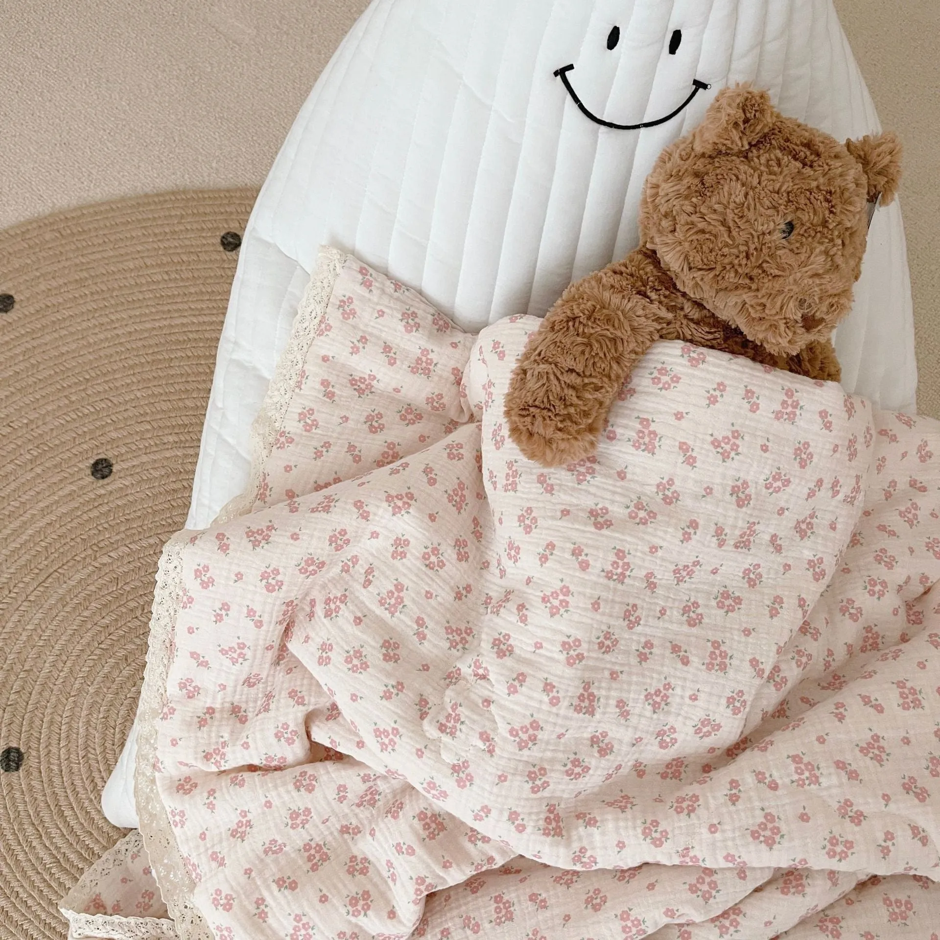 Quality Cotton Baby Quilts in Earthy Vintage Floral