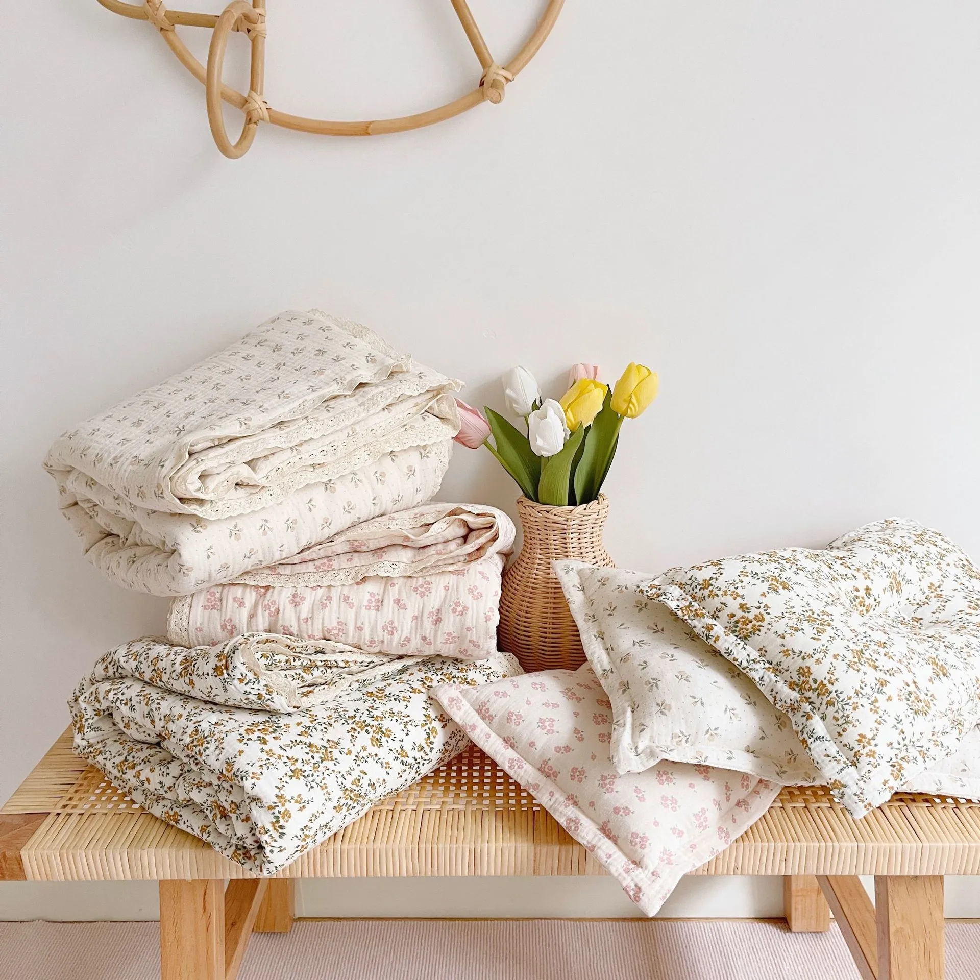 Quality Cotton Baby Quilts in Earthy Vintage Floral