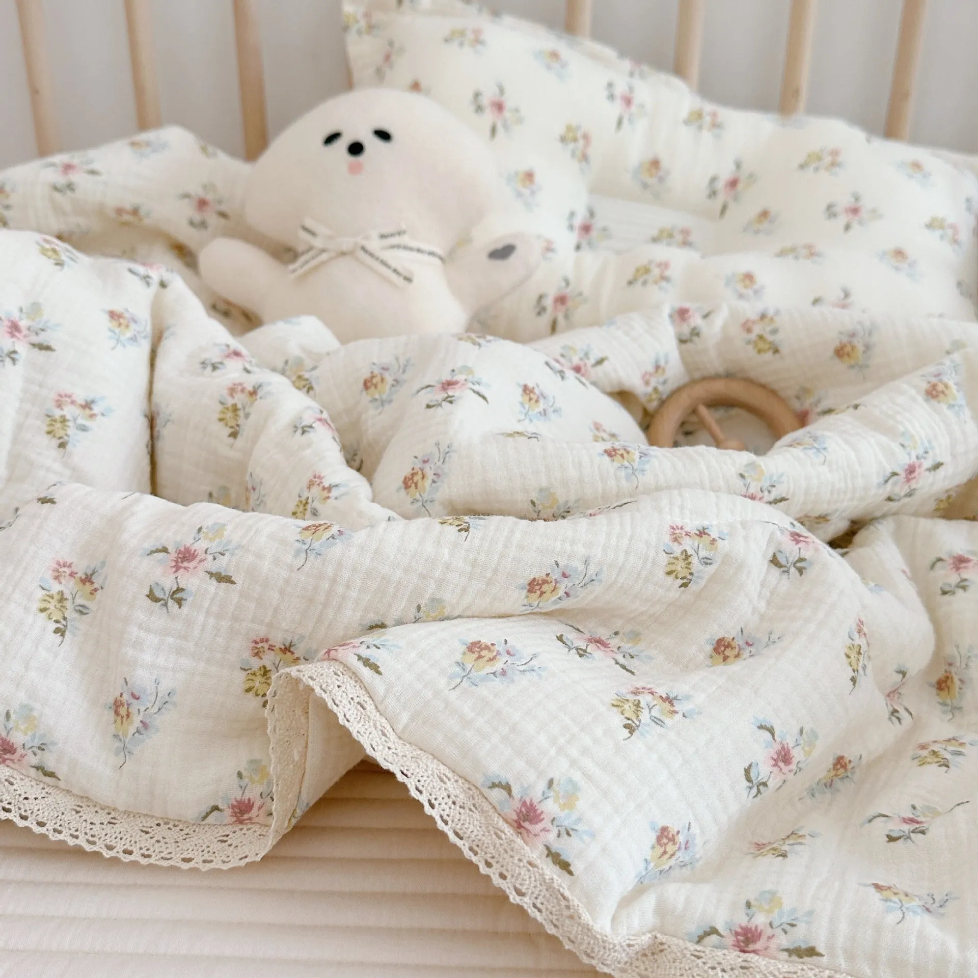 Quality Cotton Baby Quilts in Earthy Vintage Floral