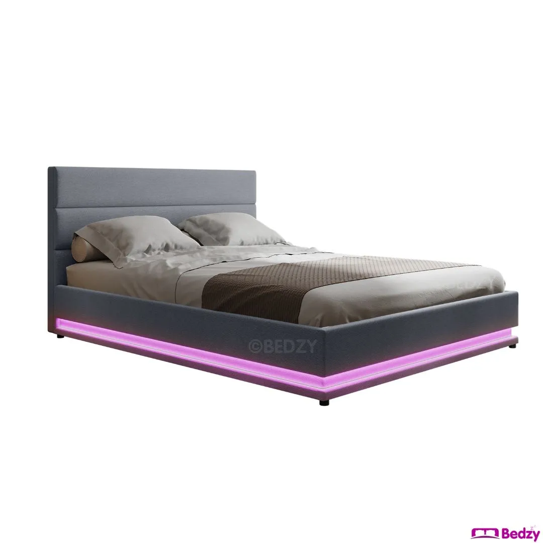 Queen Package | Henley LED Storage Bed Grey & Bonita Euro Top Mattress (Medium Firm)