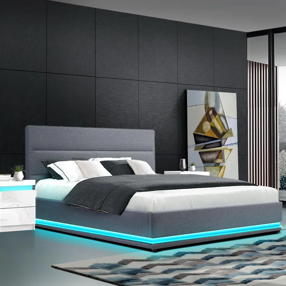 Queen Package | Henley LED Storage Bed Grey & Bonita Euro Top Mattress (Medium Firm)