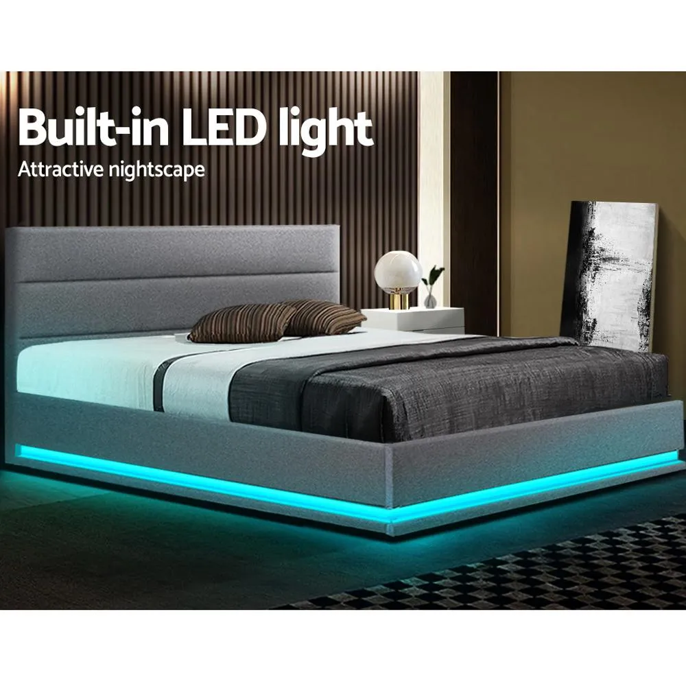 Queen Package | Henley LED Storage Bed Grey & Bonita Euro Top Mattress (Medium Firm)