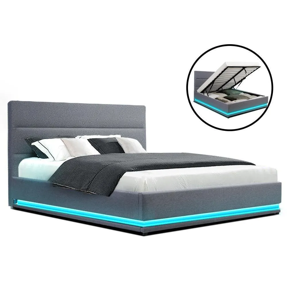 Queen Package | Henley LED Storage Bed Grey & Bonita Euro Top Mattress (Medium Firm)
