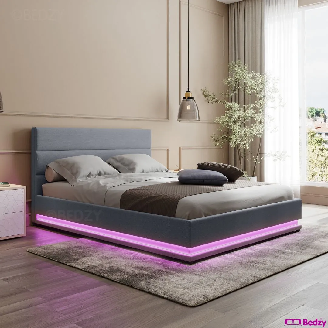Queen Package | Henley LED Storage Bed Grey & Bonita Euro Top Mattress (Medium Firm)