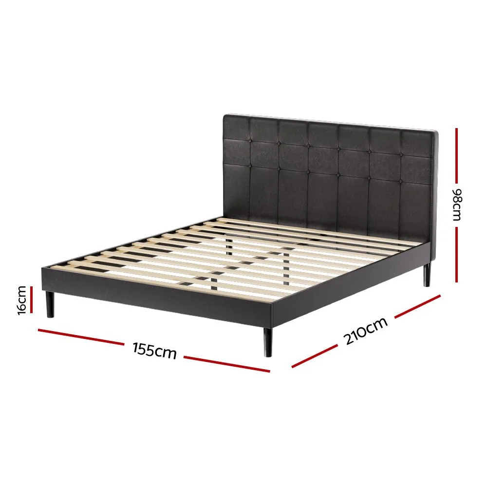 Queen Package | Manly LED Bed Frame Black & Bonita Pillow Top Mattress (Medium Firm)