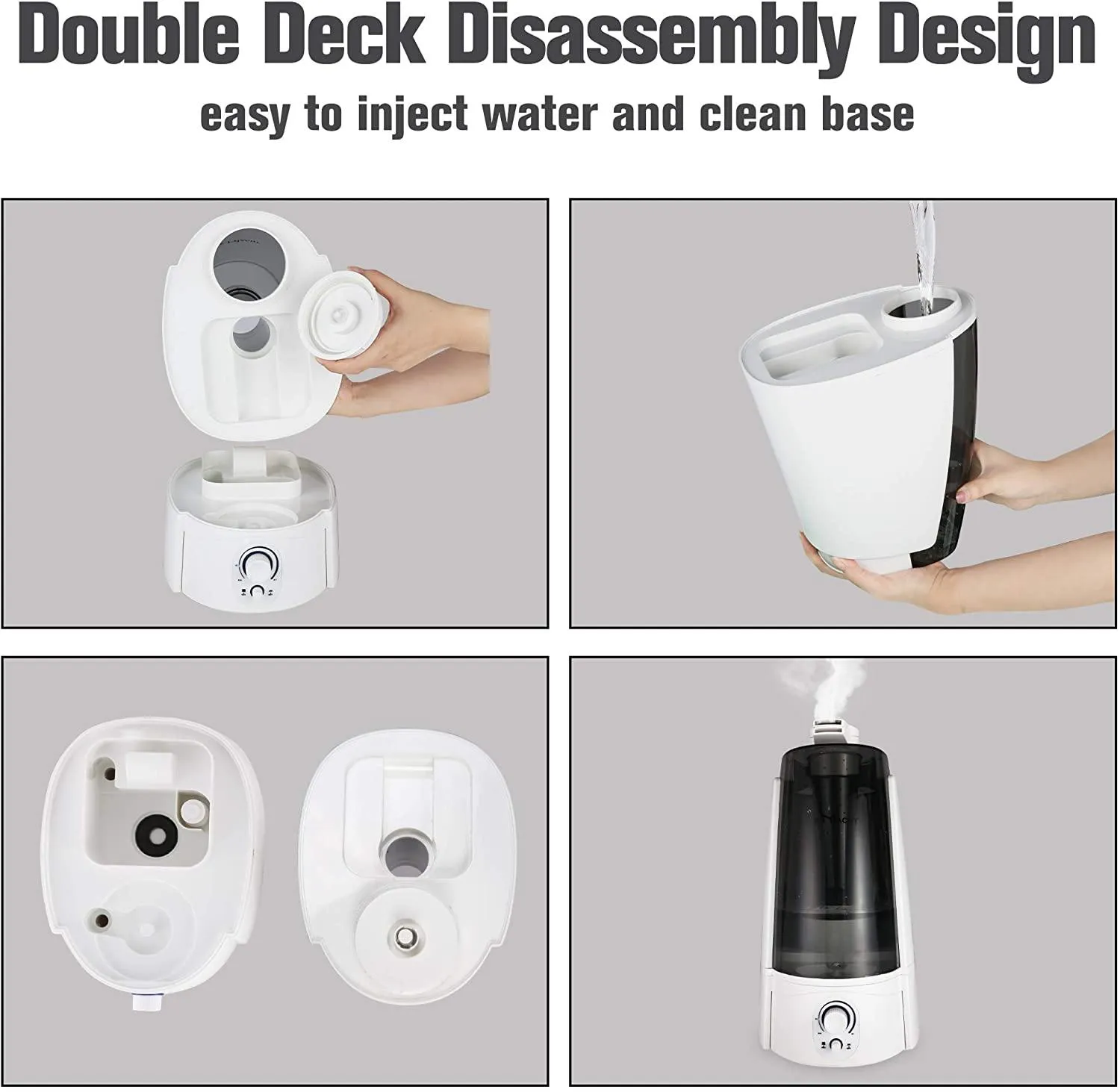 Quiet Ultrasonic Cool Mist Humidifier 5L with Auto Shut-Off Adjustable Mist Output, Black
