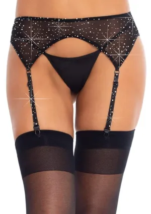 Rhinestone Mesh Garter Belt