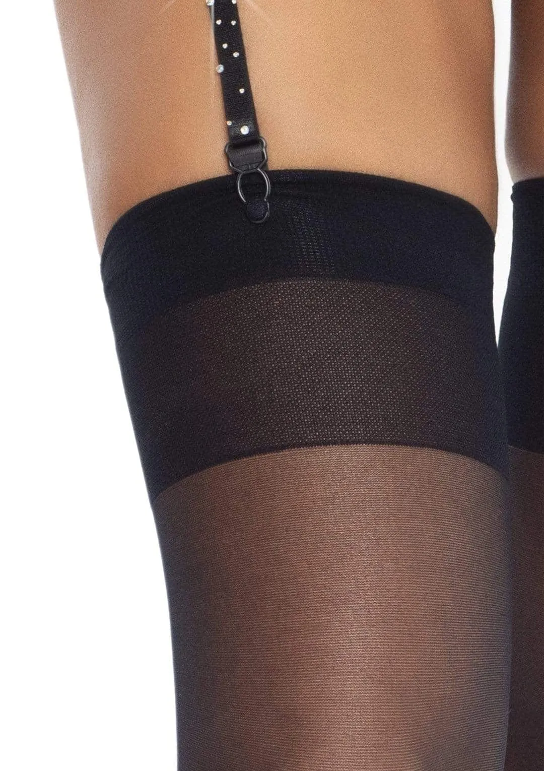 Rhinestone Mesh Garter Belt