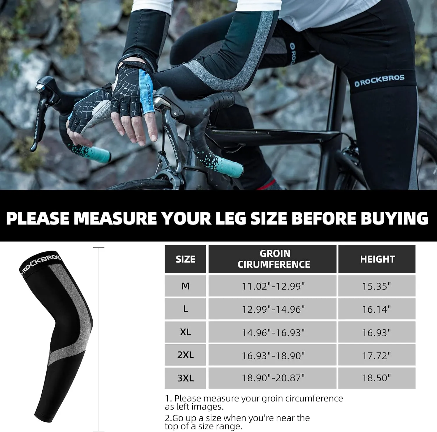 ROCKBROS Winter Thermal Arm/Leg Warmers for Women and Men