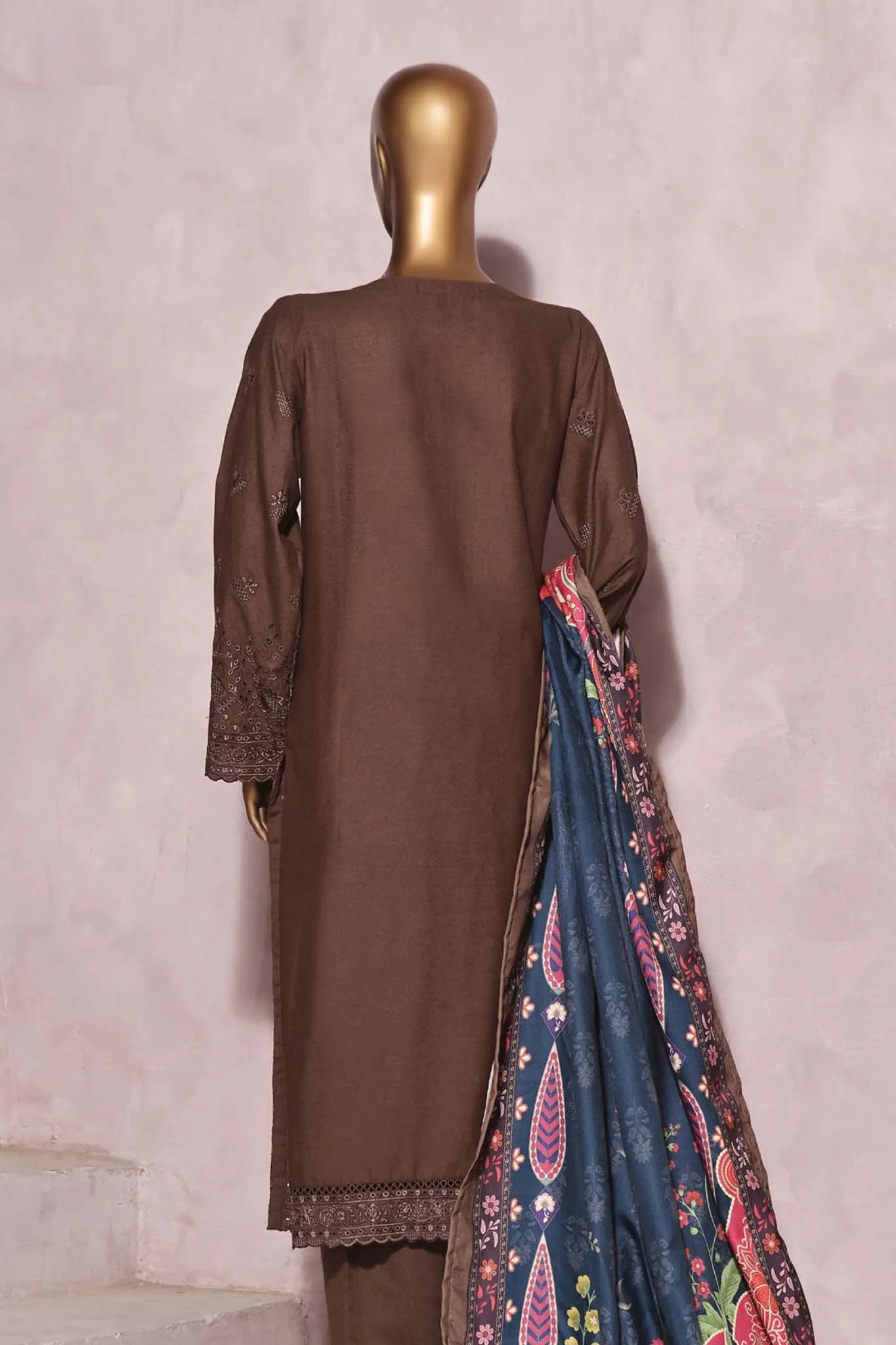 Sada Bahar Stitched 3 Piece Karandi Emb Shawl Vol 02 Collection'2023-KCK-Brown