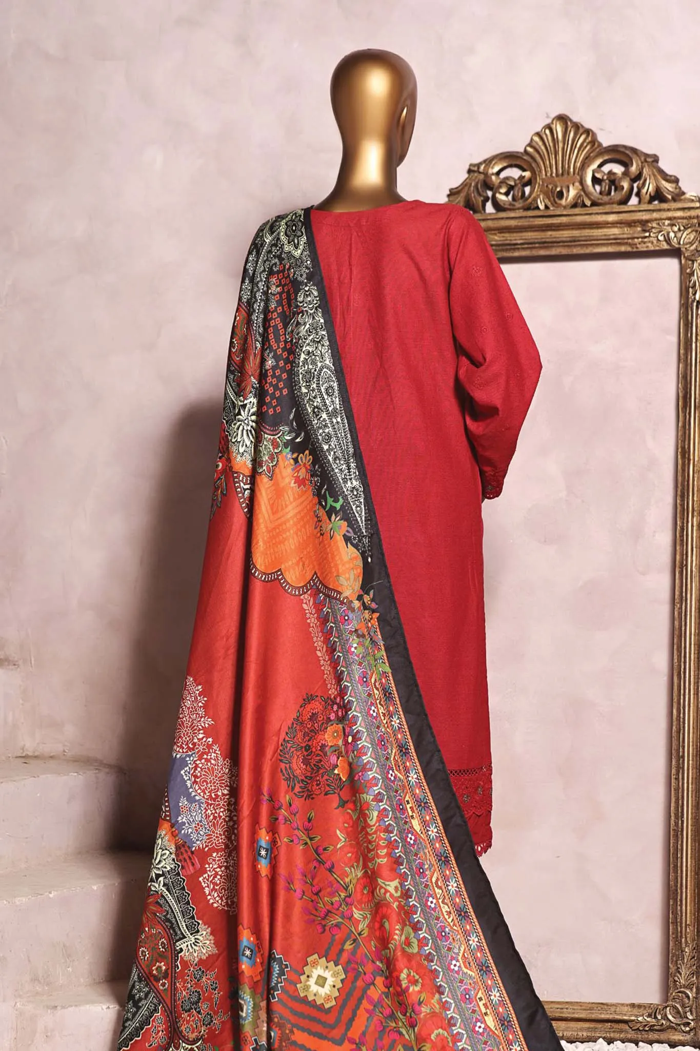 Sada Bahar Stitched 3 Piece Karandi Emb Shawl Vol 02 Collection'2023-KCK-Maroon