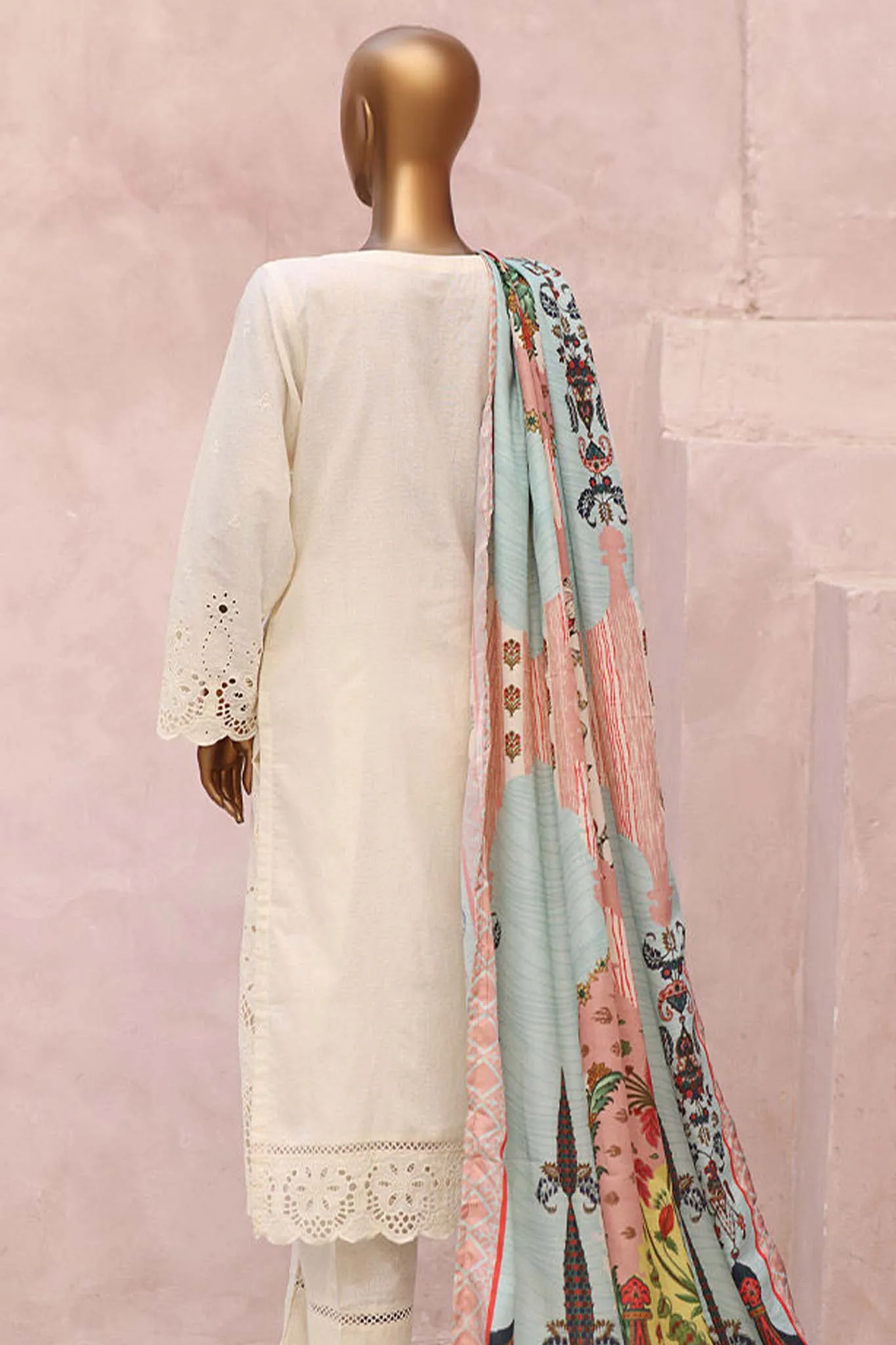 Sada Bahar Stitched 3 Piece Karandi Shawl Collection'2023-KCK-Cream