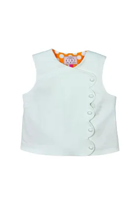 Scallop Top - White Denim