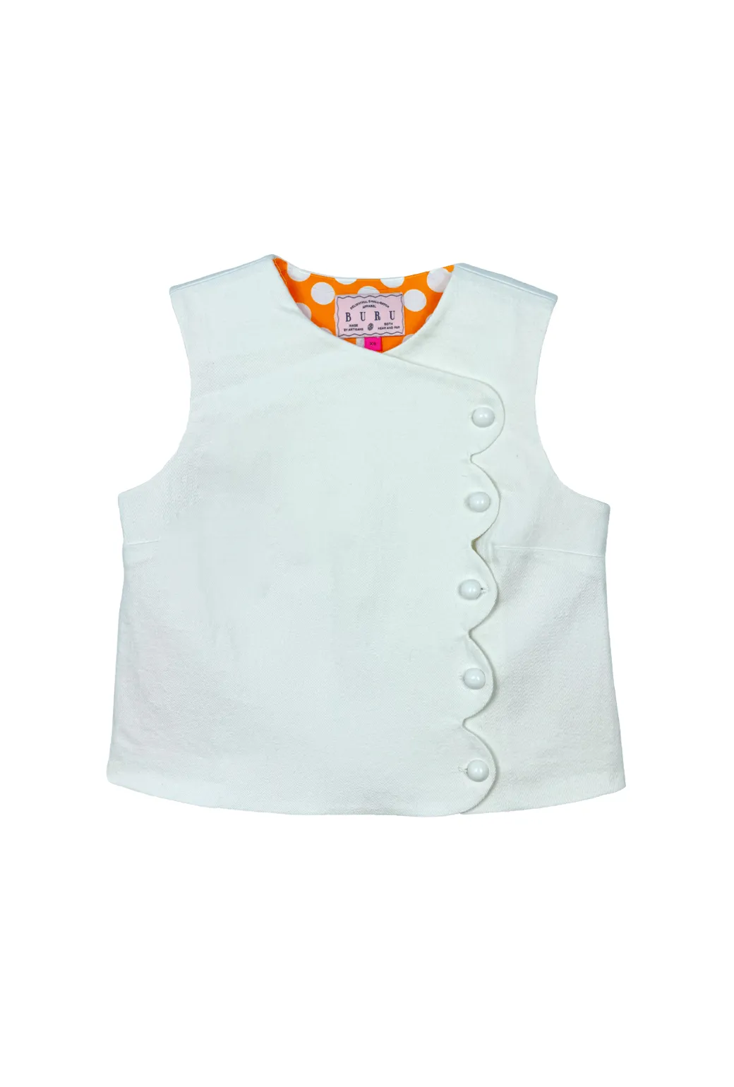 Scallop Top - White Denim