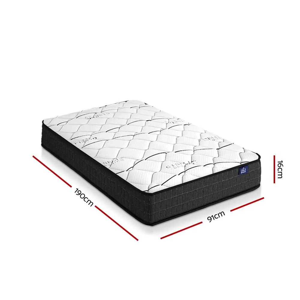 Single Package | Coogee Bed Grey & Glay Bonnell Spring Mattress (Medium Firm)