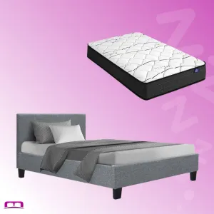 Single Package | Coogee Bed Grey & Glay Bonnell Spring Mattress (Medium Firm)