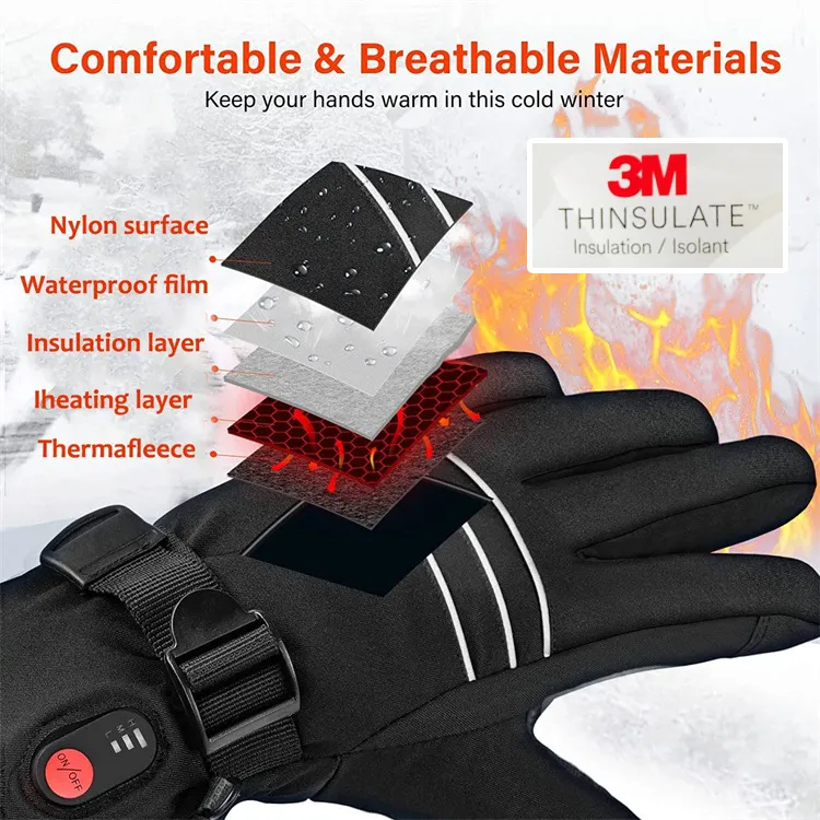 Super Therma Heated Gloves for Men Women, Touchscreen Waterproof Rechargeable
