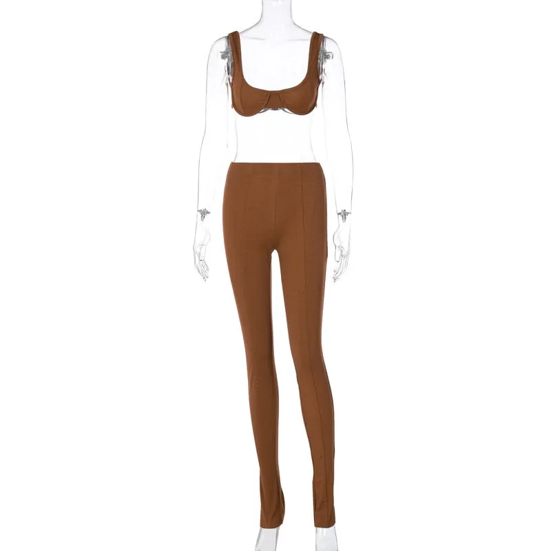 Tank Top & Flare Split Leggings Two-Piece Set