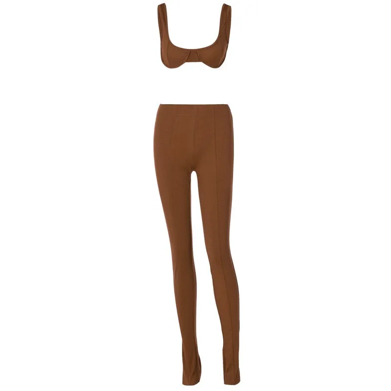 Tank Top & Flare Split Leggings Two-Piece Set
