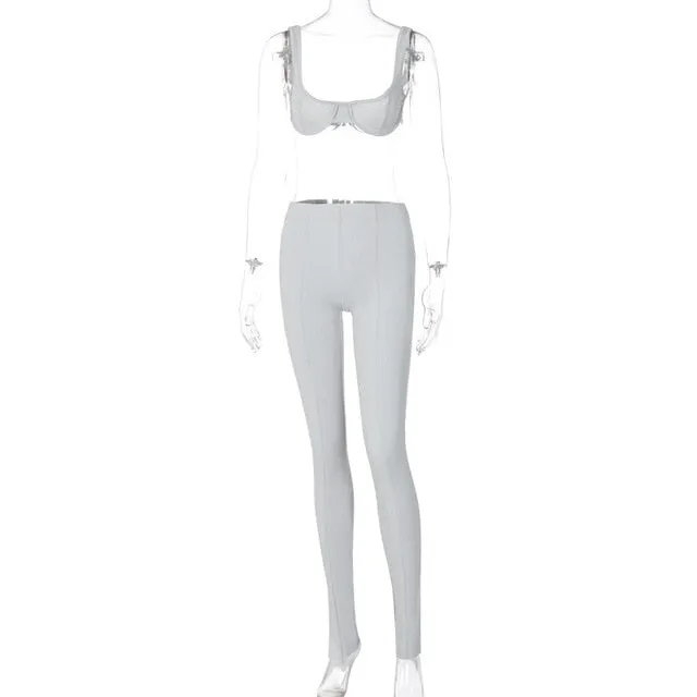 Tank Top & Flare Split Leggings Two-Piece Set