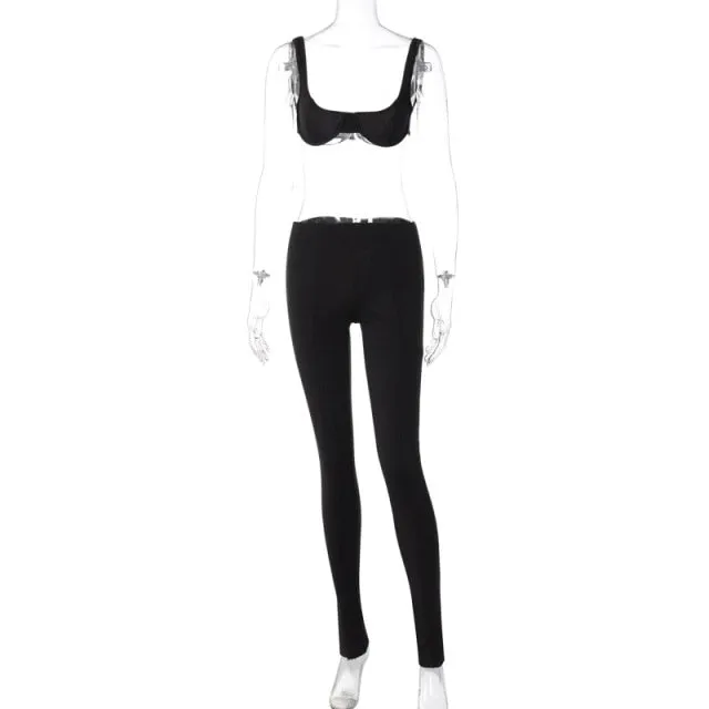 Tank Top & Flare Split Leggings Two-Piece Set