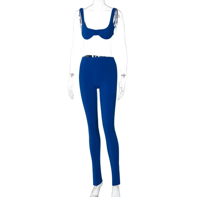 Tank Top & Flare Split Leggings Two-Piece Set