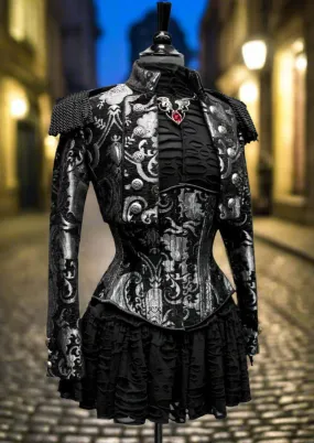 TAPESTRY CORSET - SILVER/BLACK