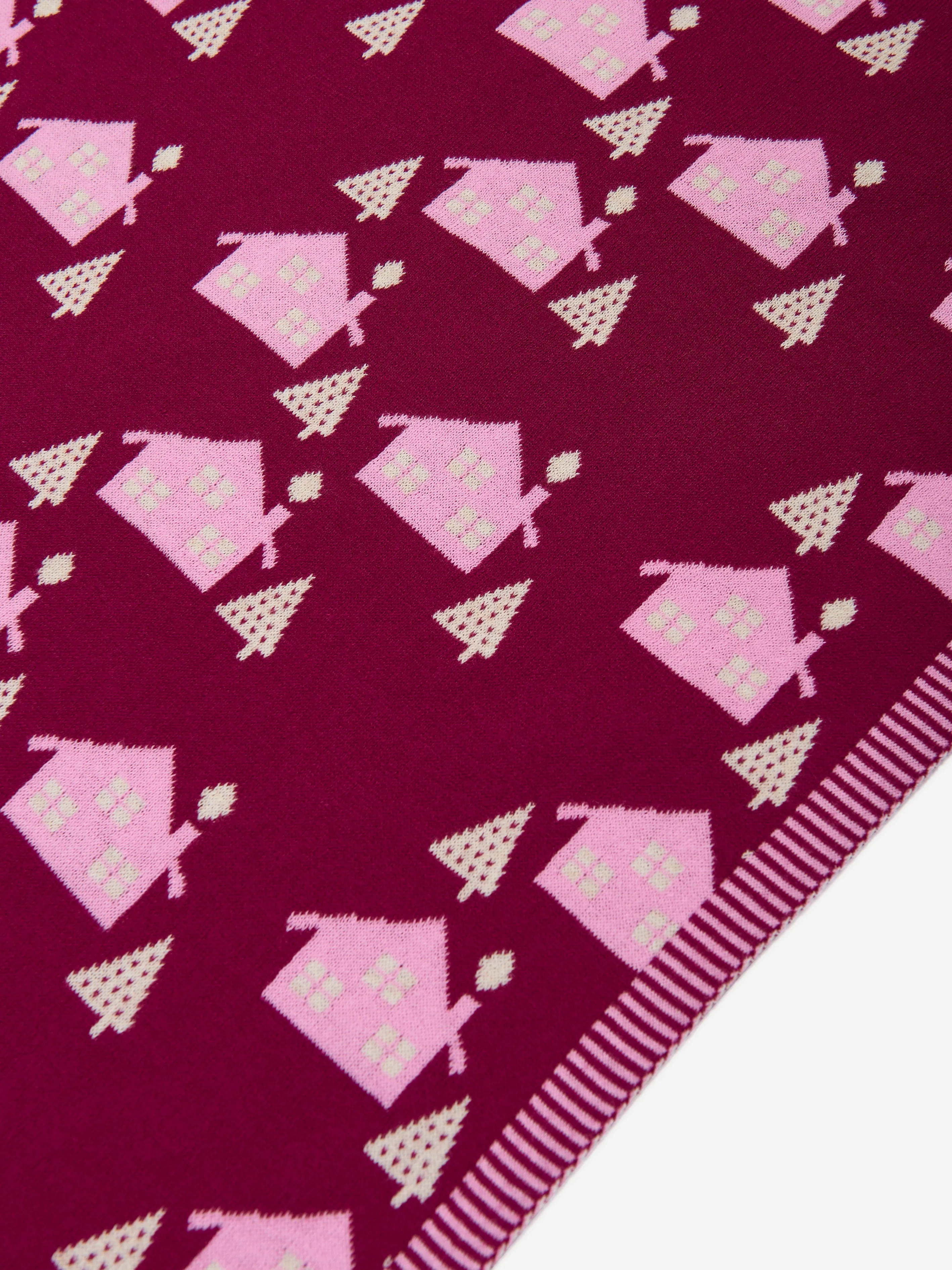 The Bonnie Mob Baby Girls Fawn Cabin Knit Shawl in Purple