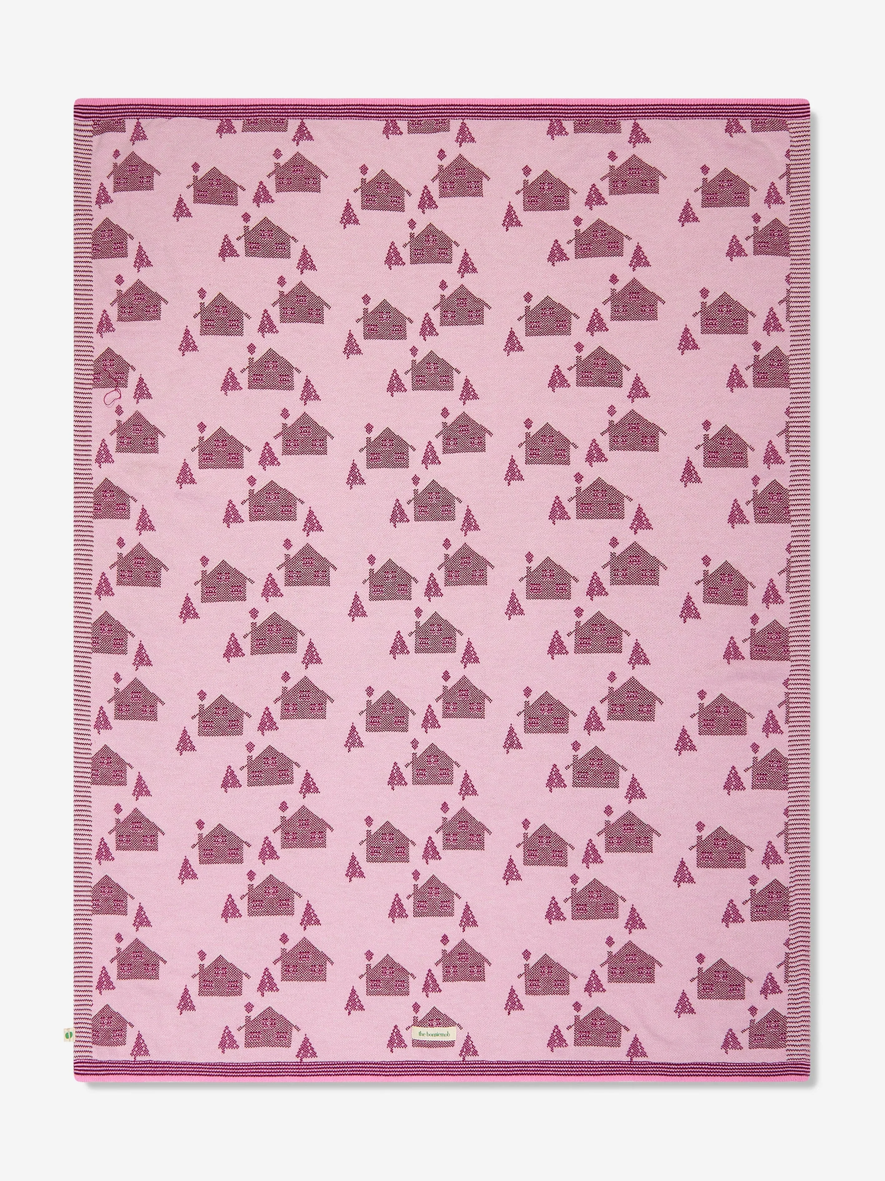 The Bonnie Mob Baby Girls Fawn Cabin Knit Shawl in Purple