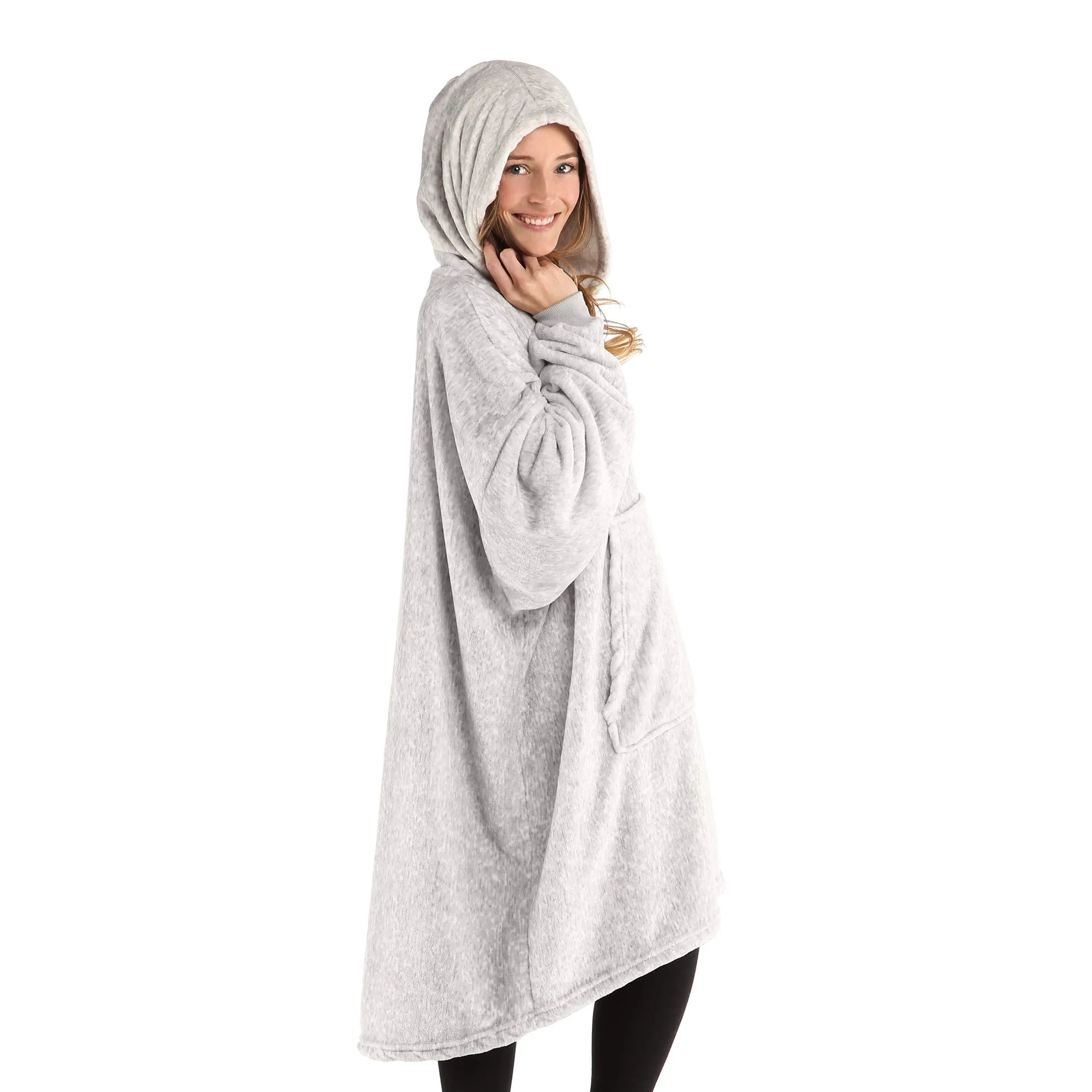 THE COMFY Dream | Oversized Light Microfiber Wearable Blanket, Seen on Shark Tank, One Size Fits All, (Heather Gray)