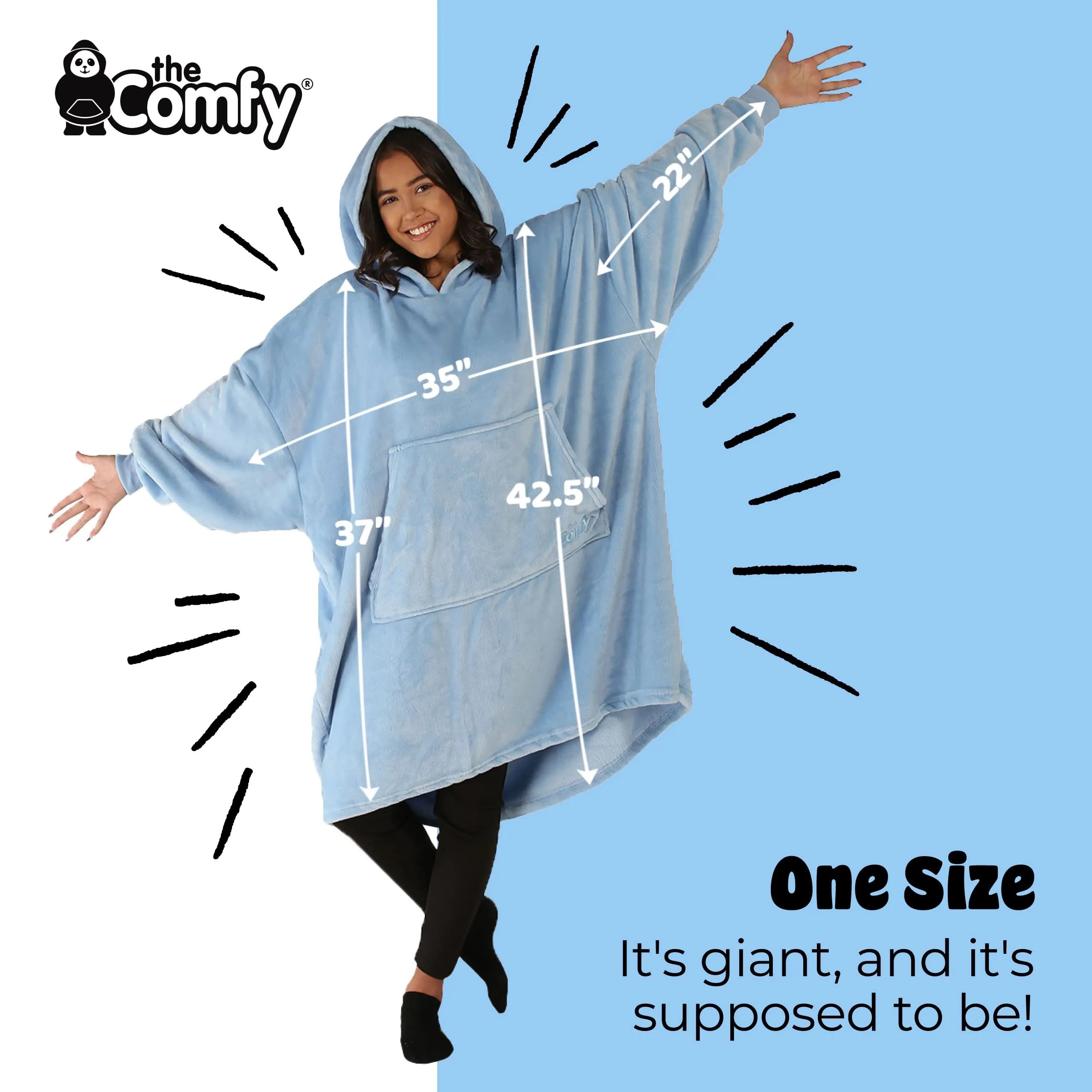 THE COMFY Dream | Oversized Light Microfiber Wearable Blanket, Seen on Shark Tank, One Size Fits All, (Heather Gray)