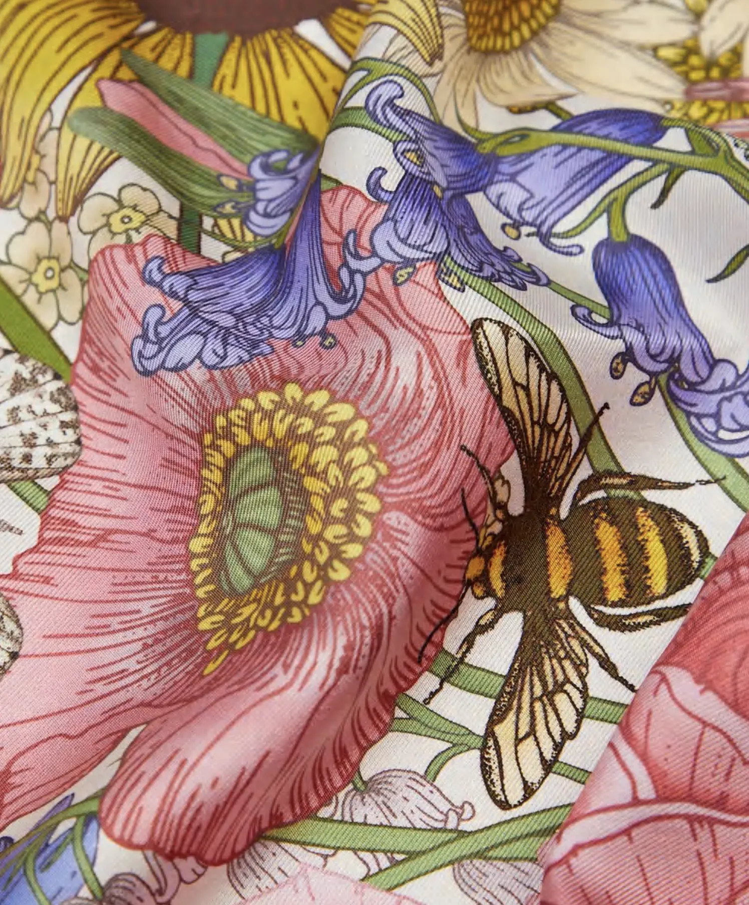 The Rose & Bluebell Silk Scarf | 65x65cm [Preorder]