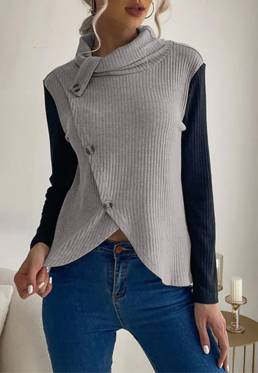 Turtleneck Overlap Sweater Vest