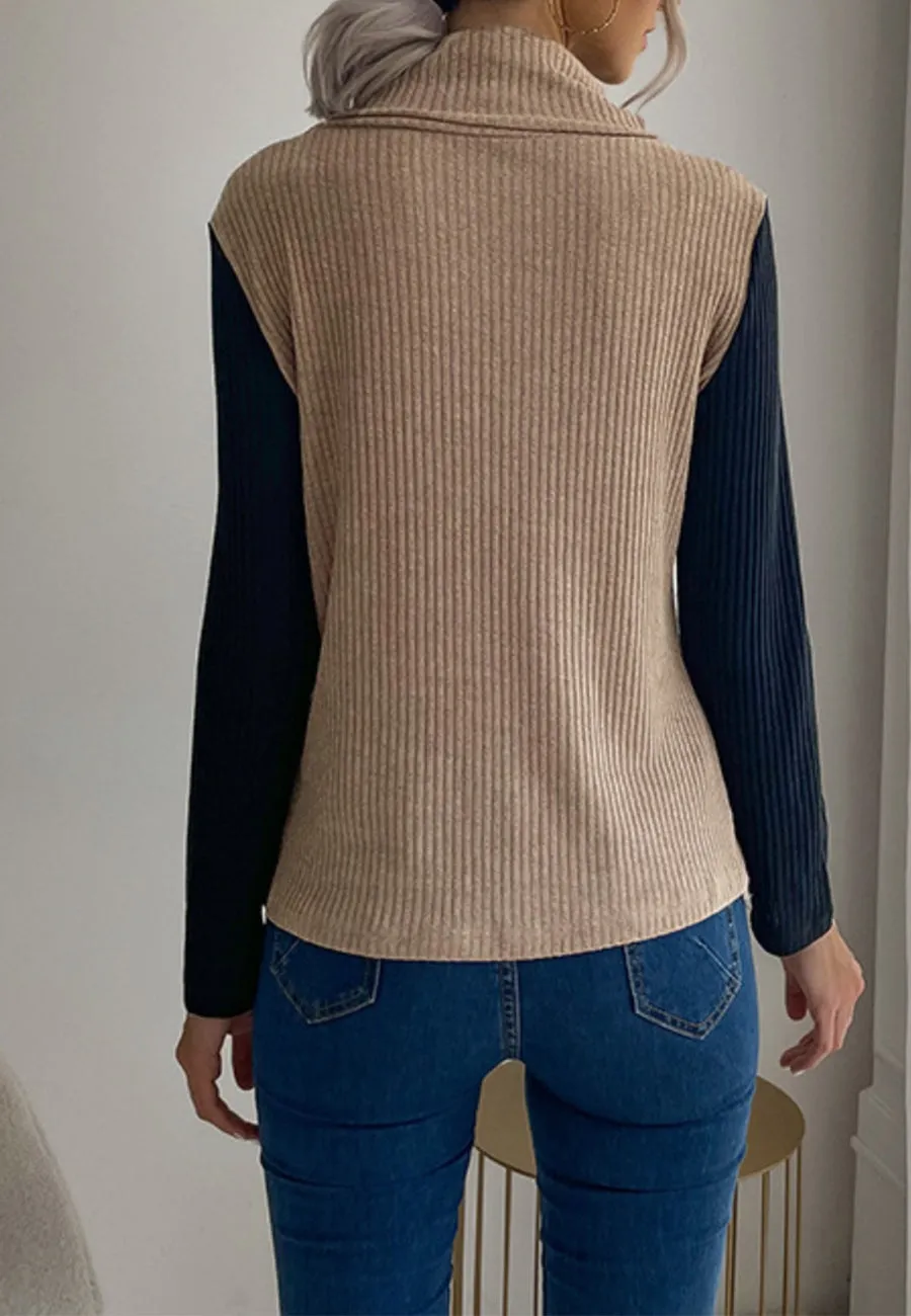 Turtleneck Overlap Sweater Vest