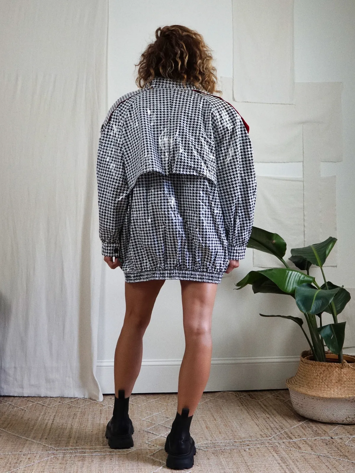 Vintage 80's Houndstooth Rain Jacket