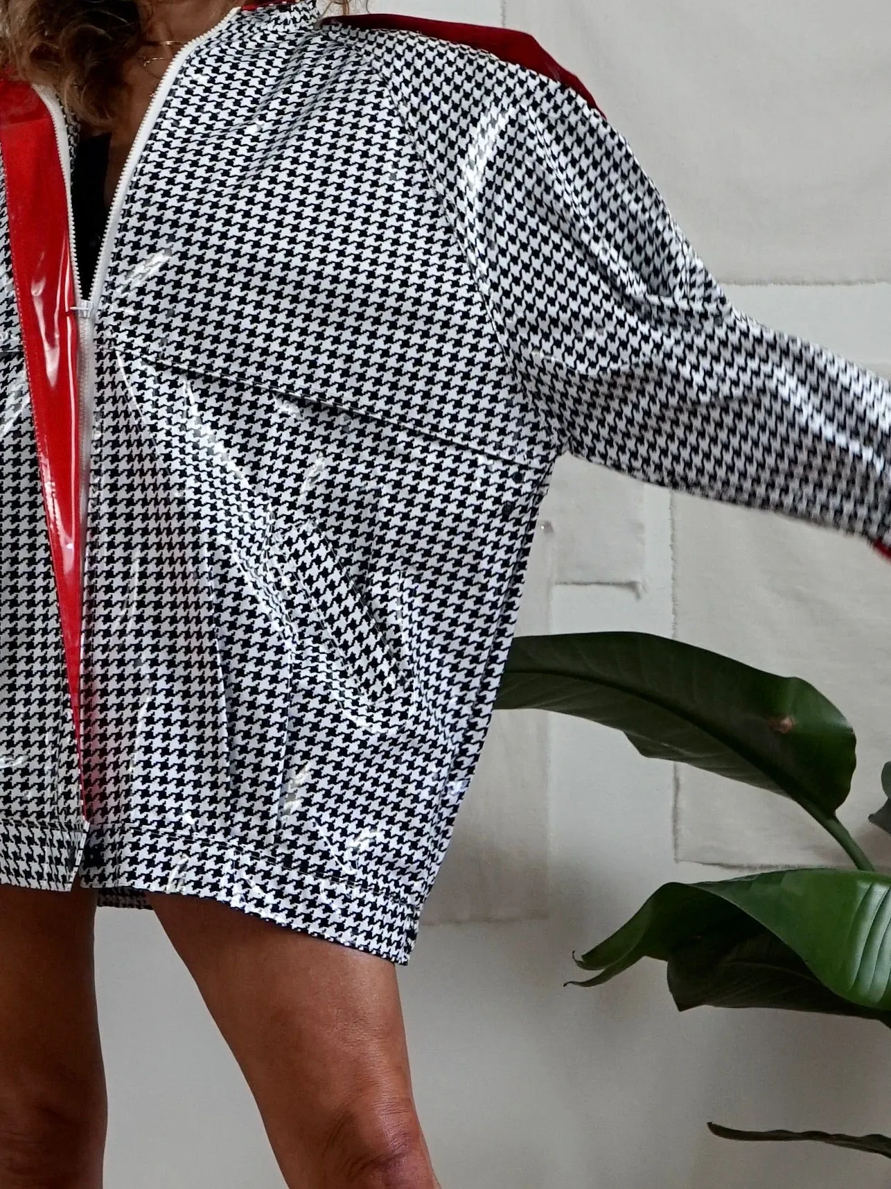 Vintage 80's Houndstooth Rain Jacket