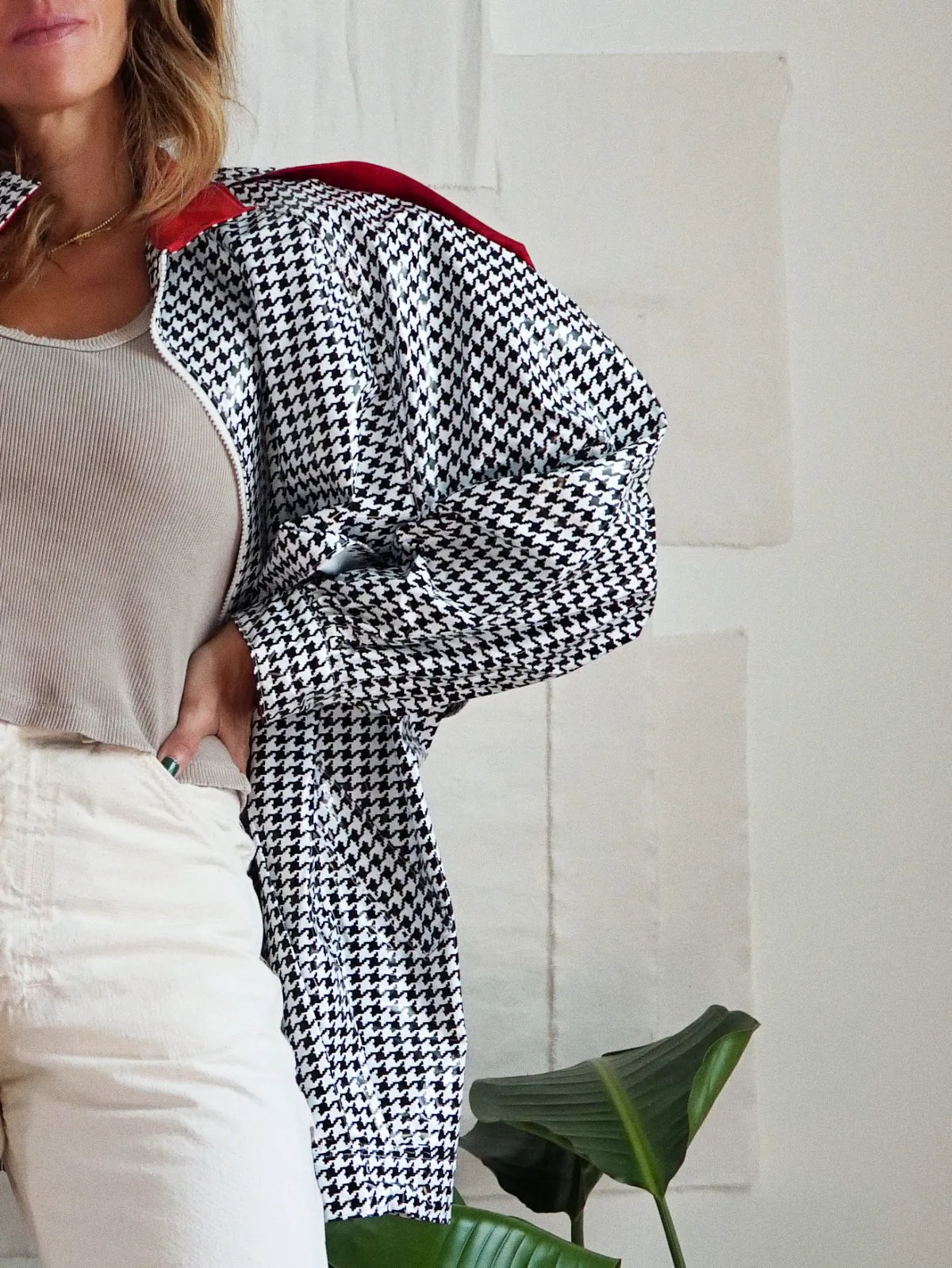 Vintage 80's Houndstooth Rain Jacket