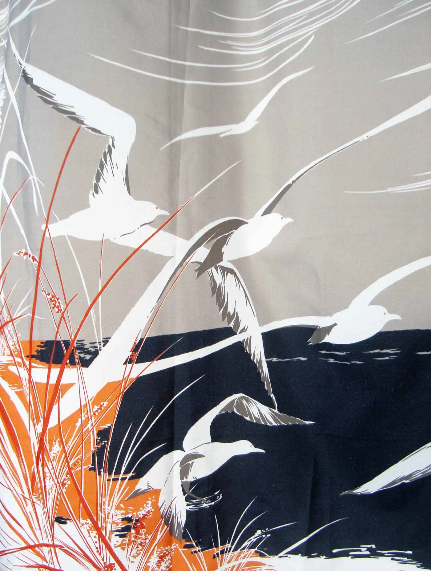 Vintage Beach Scarf Seagull Novelty Print Wrap